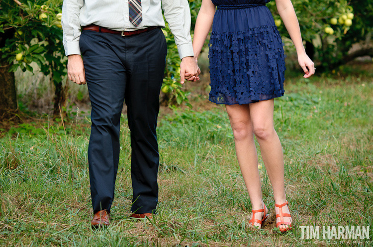 engagement shoot in an apple orchard